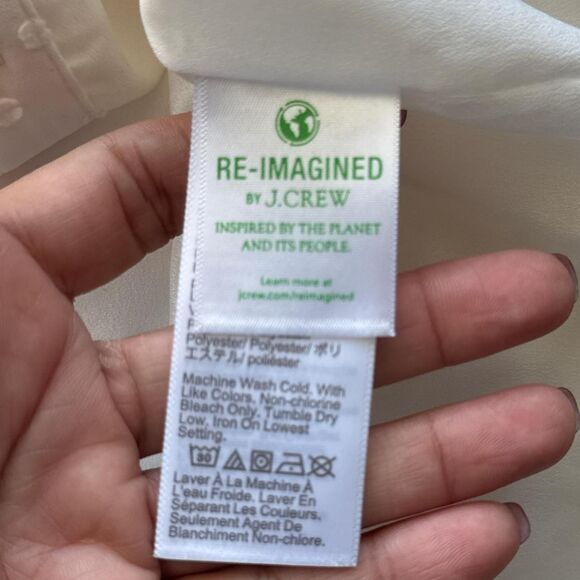 J. Crew Women's Cream Blouse Size Medium Ruffle Collar Prairie Romantic - Picture 4 of 4